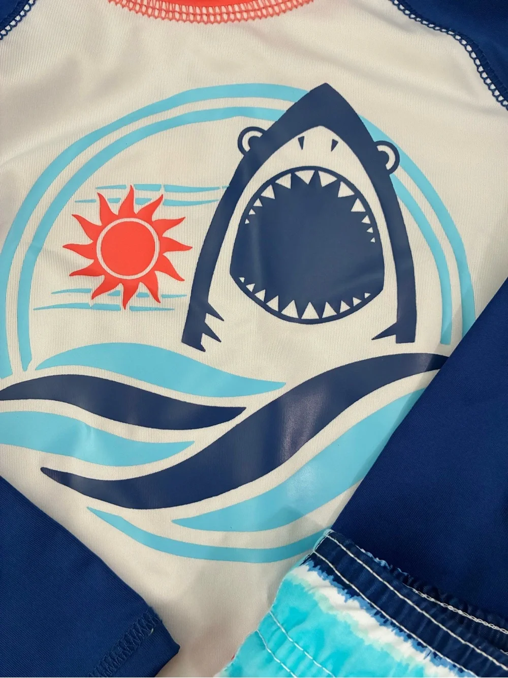 2T Navy & Coral Shark Swim Set